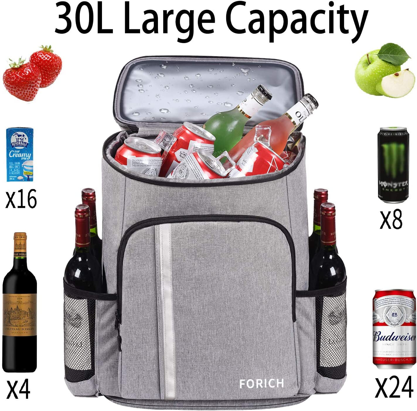 Backpack Cooler Leakproof Insulated Waterproof Backpack Cooler Bag, Lightweight Soft Beach Cooler Backpack for Men Women to Work Lunch Picnics Camping Hiking, 30 Cans - The Merkur Shop