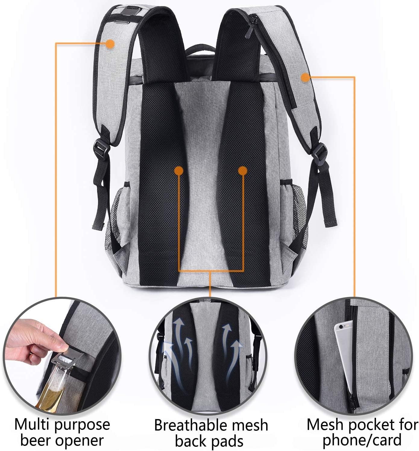 Backpack Cooler Leakproof Insulated Waterproof Backpack Cooler Bag, Lightweight Soft Beach Cooler Backpack for Men Women to Work Lunch Picnics Camping Hiking, 30 Cans - The Merkur Shop